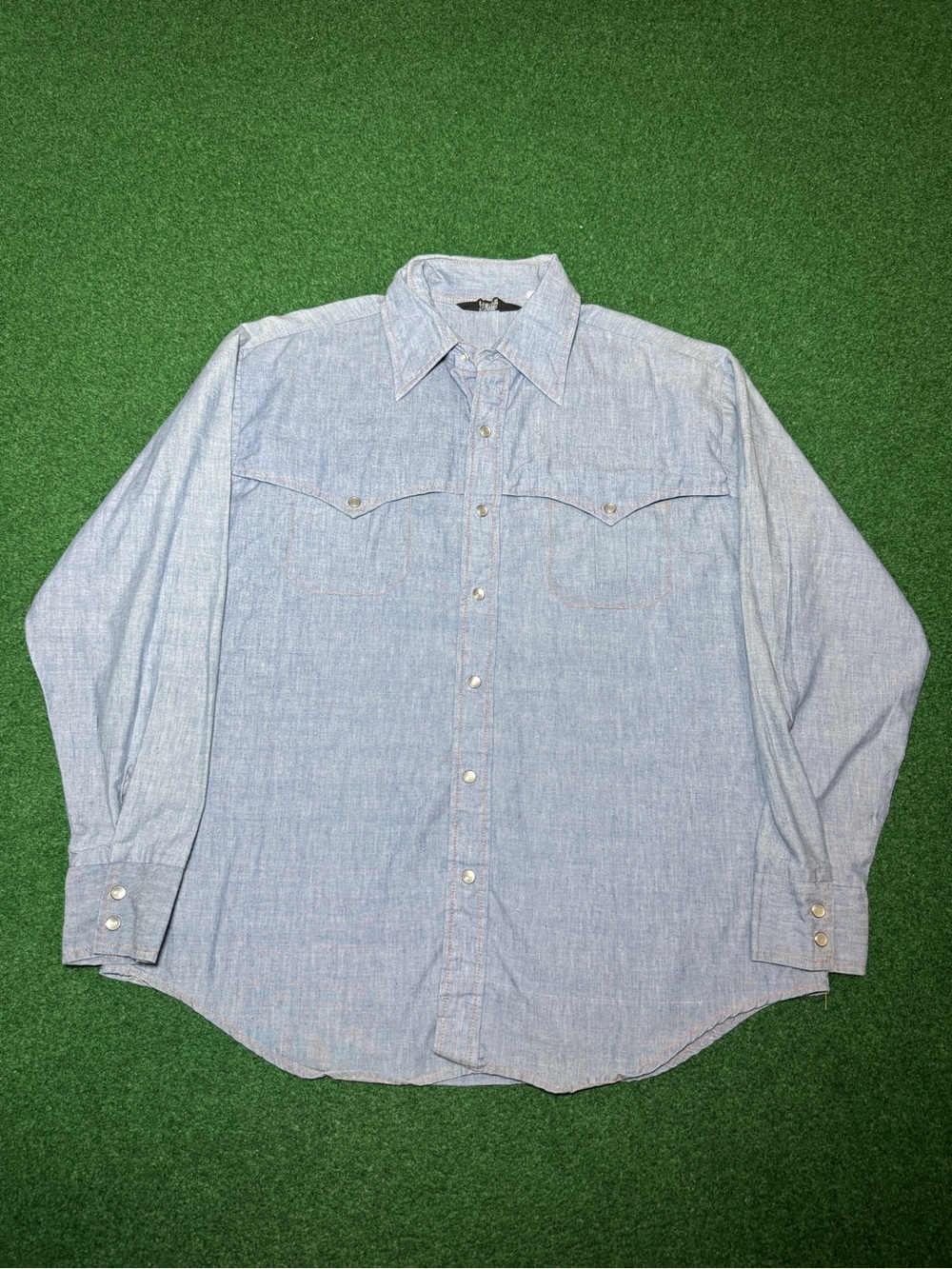 Campus Vintage Pearl Snap 70s XL Denim Western Cowboy Retro Shirt
